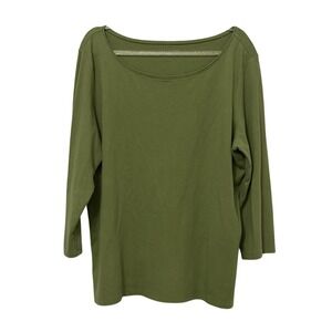 Eileen Fisher 100% Cotton Boa Neck Top XL Capsule Quiet Luxury Minimalist